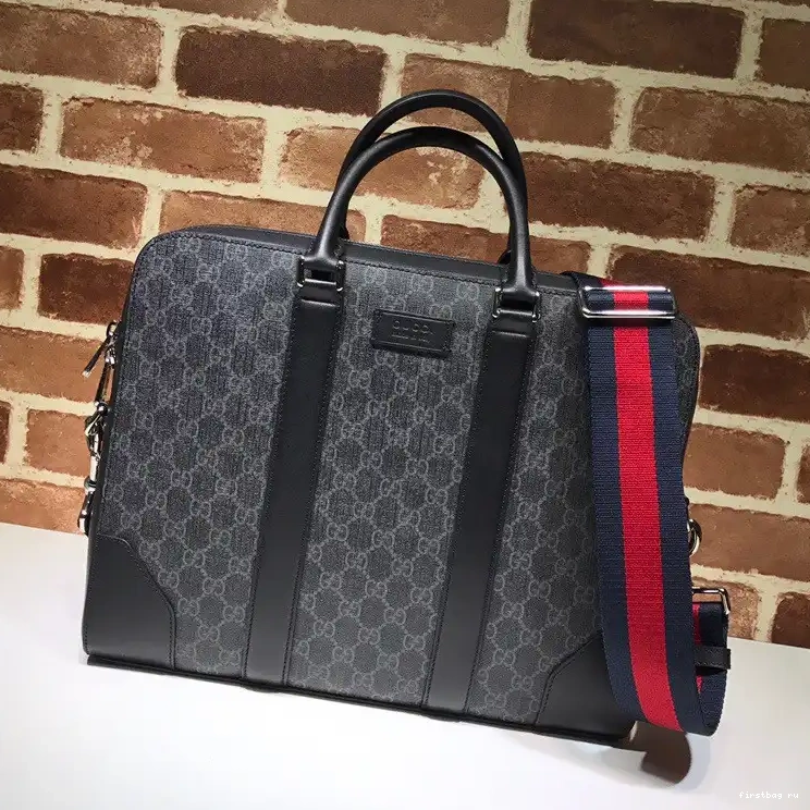 First bag ru GUCCI Black GG briefcase 0613